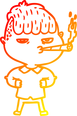 Bir insan tarafından çizilmiş sigara içen bir çizgi film karakteri çizimi