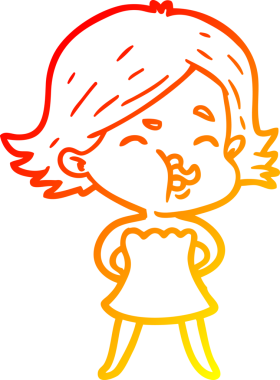 Bir insan tarafından çizilmiş bir çizgi film kızının sıcak çizgi çizimi.