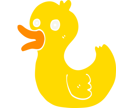 Bir insan tarafından çizilmiş düz renkli ördek.