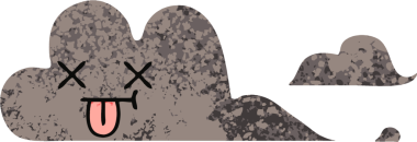 Bir insan tarafından çizilmiş bir fırtına bulutunun retro çizim tarzı karikatürü