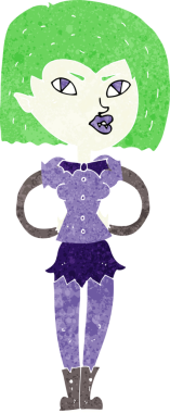 Bir insan tarafından çizilmiş vampir kız çizgi filmi.