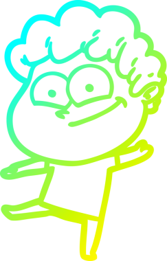 Bir insan tarafından çizilmiş mutlu bir adamın soğuk çizgi çizimi.