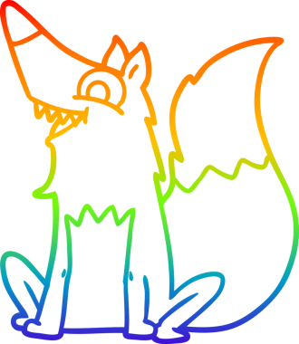 gökkuşağı gradyan çizgi çizimi bir insan tarafından çizilmiş mutlu tilki