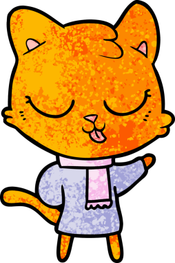 Bir insan tarafından çizilmiş çizgi film kedisi.