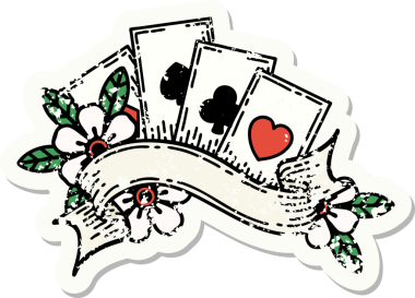 Geleneksel kart stili ve bir insanın çizdiği pankart dövmesi