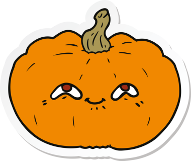 Bir insan tarafından çizilmiş mutlu bir balkabağı çıkartması.