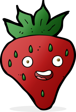 Bir insan tarafından çizilmiş mutlu çilek çizgi filmi.