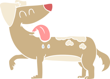 Bir insan tarafından çizilmiş soluyan köpeğin düz renk çizimi