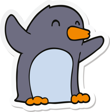 Bir insan tarafından çizilmiş, heyecanlı bir penguenin çıkartması.