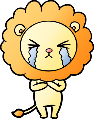 Bir insan tarafından çizilmiş ağlayan bir aslan.