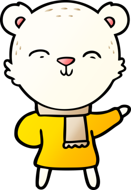 Bir insan tarafından çizilmiş mutlu kutup ayısı çizgi filmi.