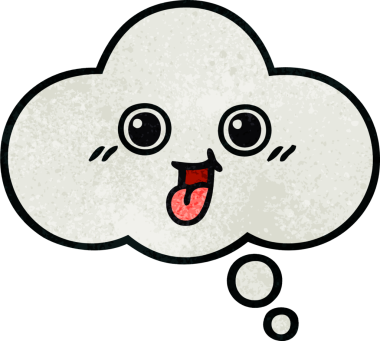 Bir insan tarafından çizilmiş bir düşünce baloncuğunun retro grunge doku karikatürü