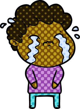 Bir insan tarafından çizilmiş ağlayan çizgi film adamı.