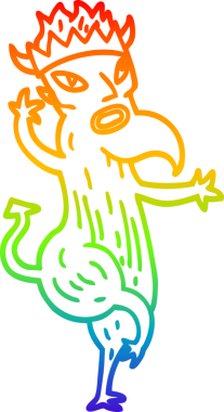 Gökkuşağı gradyan çizgi çizimi bir insan tarafından çizilmiş karikatür şeytan