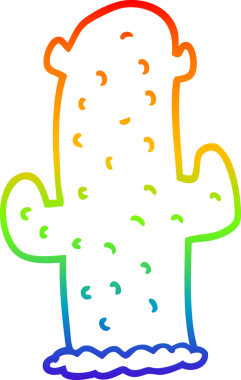 Bir insan tarafından çizilmiş bir kaktüsün gökkuşağı gradyanı çizimi