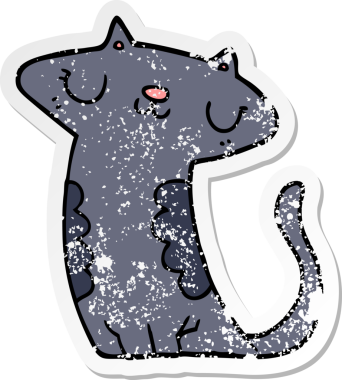 Bir insan tarafından çizilmiş karikatür bir kedinin sıkıntılı çıkartması.