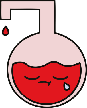 Bir insan tarafından çizilmiş bilimsel bir deneyin sevimli karikatürü.