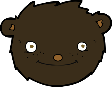 Bir insan tarafından çizilmiş siyah ayı kafası.