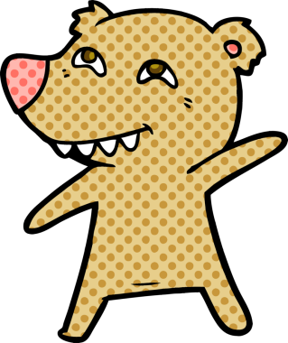 Bir insan tarafından çizilmiş çizgi film ayı dansı.