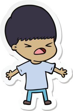 Bir insan tarafından çizilmiş bir karikatür çıkartması.