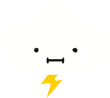 Bir insan tarafından çizilmiş bir gök gürültüsü bulutunun düz renk retro karikatürü