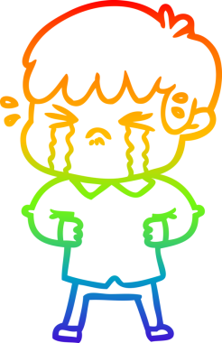 Bir insan tarafından çizilmiş ağlayan bir çocuğun çizdiği gökkuşağı gradyanı