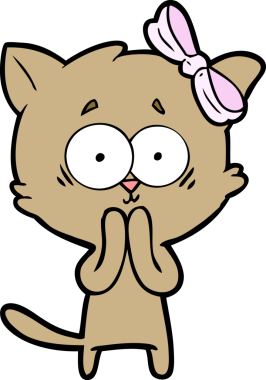 Bir insan tarafından çizilmiş çizgi film kedisi.