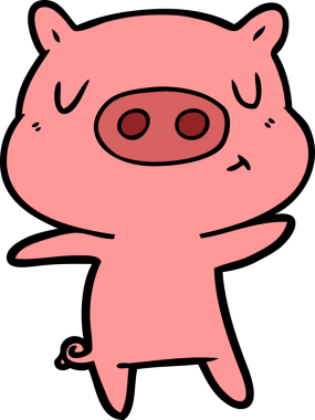 Bir insan tarafından çizilmiş çizgi film içerikli domuz.