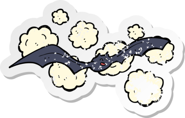 Bir insan tarafından çizilmiş ürkütücü bir yarasanın gerilmiş çıkartması.