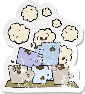 Bir insan tarafından çizilmiş karikatür kahve fincanının gerilimli yapıştırması.