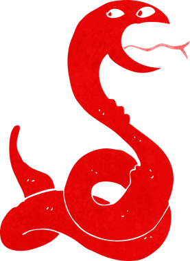 Bir insan tarafından çizilmiş tıslayan yılan çizgi filmi.