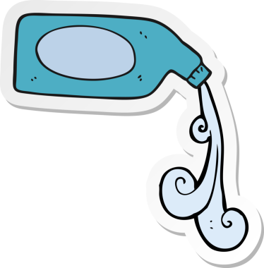 Bir insan tarafından çizilmiş bir temizlik ürününün etiketi.