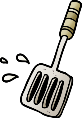 çizgi film mutfak spatulası bir insan tarafından çizilmiş.