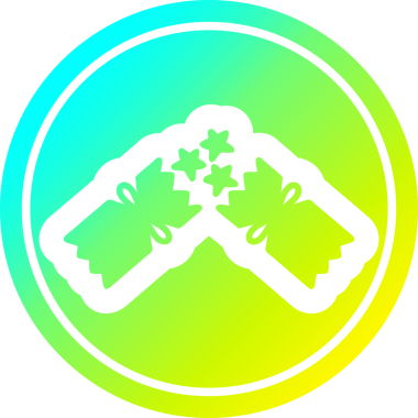 Patlayan noel krakeri simgesi ve bir insan tarafından çizilen havalı gradyan bitiş