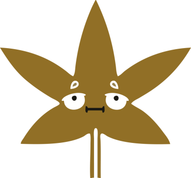 Bir insan tarafından çizilen sonbahar yaprağının düz renk retro karikatürü