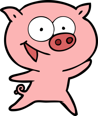 Bir insan tarafından çizilmiş neşeli domuz çizgi filmi.