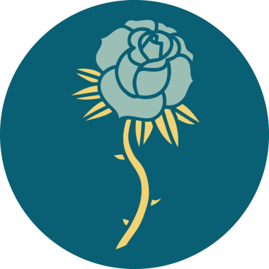 Bir insan tarafından çizilmiş bir gülün ikonik dövme şekli