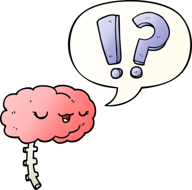 bir insan tarafından çizilmiş düzgün eğimli konuşma baloncuklu çizgi film meraklısı beyni