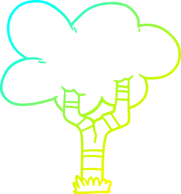 Bir insan tarafından çizilmiş bir karikatür ağacının soğuk gradyan çizimi