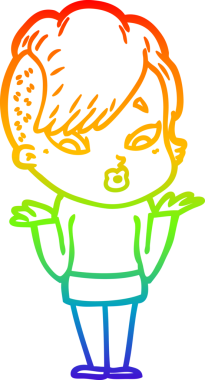 gökkuşağı gradyanı çizimi bir çizgi film kızı şaşırttı bir insan tarafından çizildi