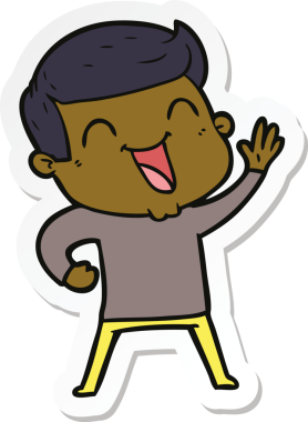 Bir insan tarafından çizilmiş bir karikatür adamın çıkartması.