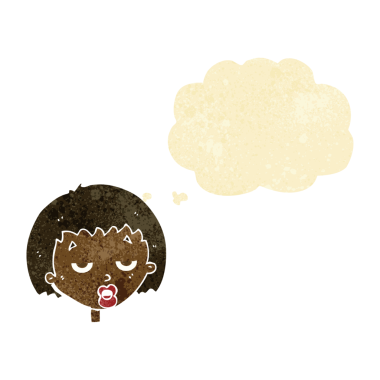 Bir insan tarafından çizilmiş bir düşünce balonuyla sıkılmış karikatür.