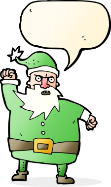 Bir insan tarafından çizilmiş konuşma balonlu Noel Baba çizgi filmi.