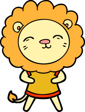 Bir insan tarafından çizilmiş çizgi film aslanı.