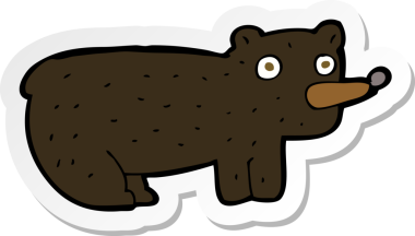 Bir insan tarafından çizilmiş komik bir kara ayının çıkartması.