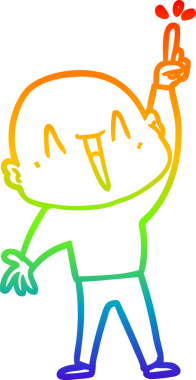 Gökkuşağı gradyan çizimi mutlu bir çizgi kel adamın bir insan tarafından çizilmiş harika bir fikri ile