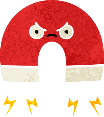 Bir insan tarafından çizilmiş mıknatısın retro illüstrasyon tarzı karikatürü