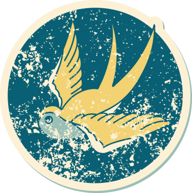 Bir insan tarafından çizilmiş bir kırlangıcın sembolik dövmesi.