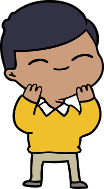 Bir insan tarafından çizilmiş gülümseyen çocuk.