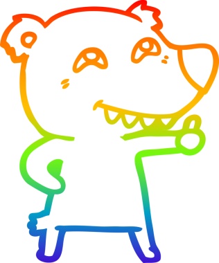 Karikatür çizen kutup ayısının çizdiği gökkuşağı gradyanı. Bir insan tarafından çizilmiş işaret.